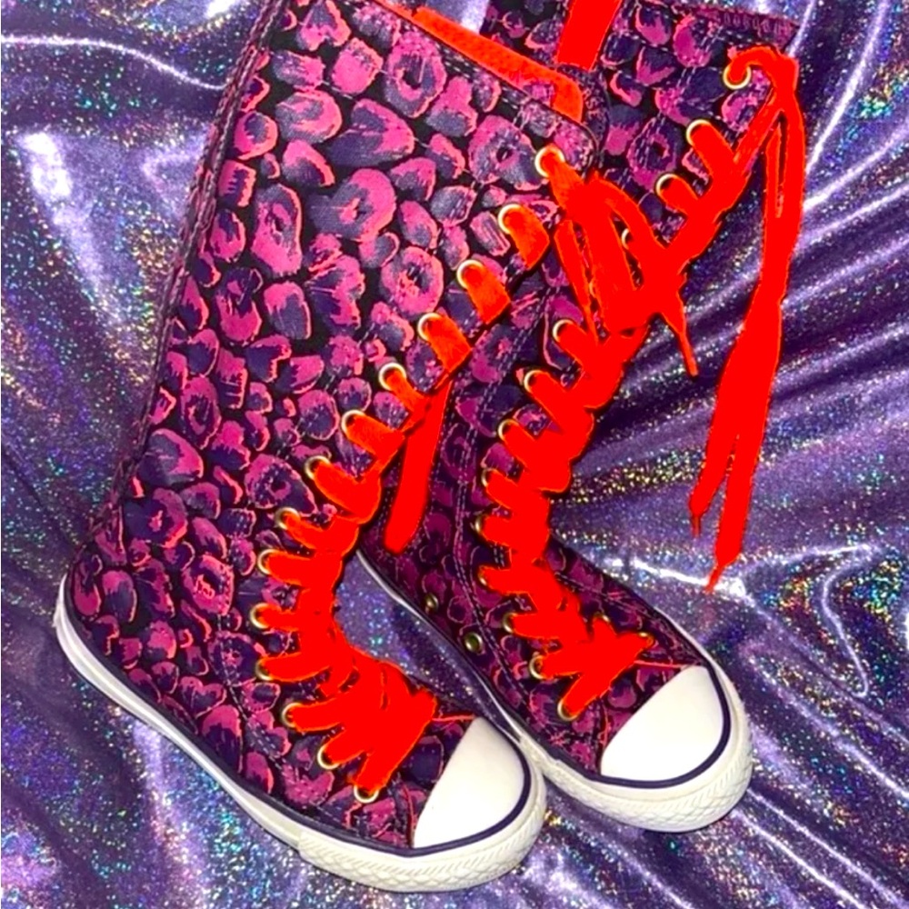 Rare Kids Leopard Print Neon Converse